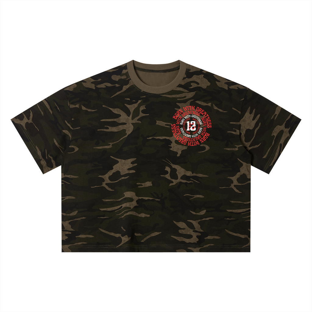 Born With Greatness Camo Oversized Tee
